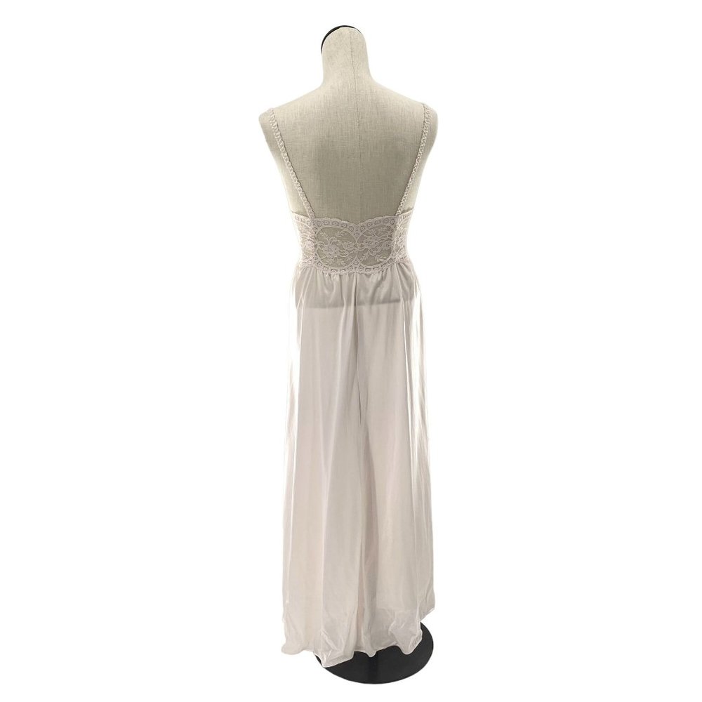 Vintage Nightgown Pastel Pink Sheer Lace Maxi-Length Medium 80s Cottagecore - Picture 7 of 11